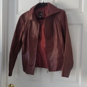 Dark red leather jacket